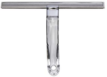 Croydex All Purpose Silicon Squeegee for Window, Glass, Shower Door, Car Windshield, Mirror, Includes Suction Hook, 256 mm rubber blade, Transparent Handle.