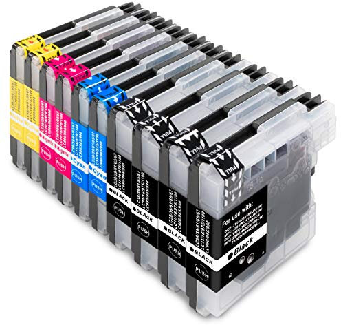 ESMONLINE 10 kompatible Druckerpatronen als Ersatz zu Brother LC-980 LC-985 LC-1100 für MFC 250C 255CW 290C 295CN 490CW 5490CN 5890CN 5895CW 6490CW 6890CDW 790CW 795CW 990CW J265W DCP 145C 165C 185C