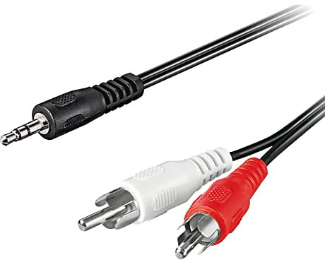 goobay Klinke auf Cinch Kabel 20m, 3.5mm Klinkenstecker auf 2x Cinch Stecker (rot/weiß), Audio AUX Adapter Kabel für Handy, PC, Laptop an Verstärker & Stereoanlage - 50779