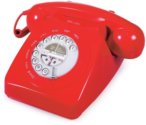 Geemarc Mayfair schnurgebundenes Nostalgietelefon mit Retrodesign und klassischen Klingelton - Rot - Deutsche Version