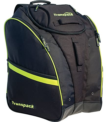 TRANSPACK COMPETITION PRO Unisex Water-Resistant 80 L Ski/Snowboard Boot Helmet Goggles & Gear Backpack Bag, Black w/Yellow Electric
