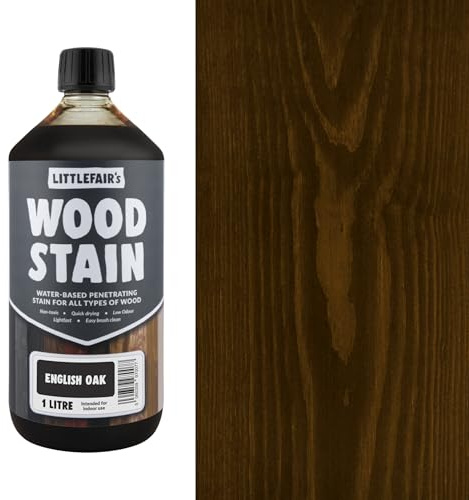 Littlefair's Wood Stain Water-Based - (English Oak) – Non-Toxic, Eco-Friendly & Quick Drying - Easy-to-Apply, Concentrated Formula for All Wood Types – 1 LTR
