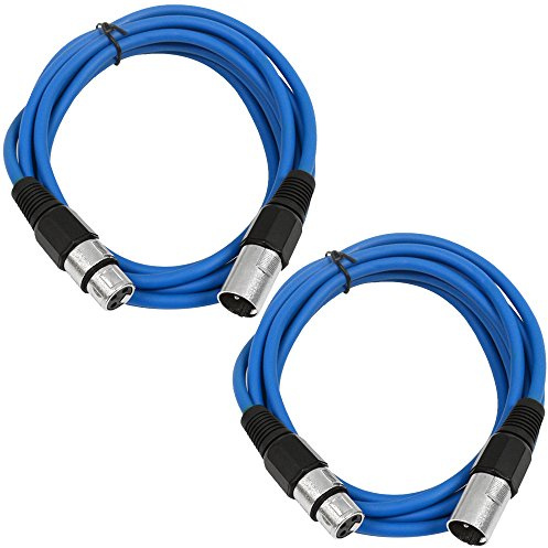 Seismic Audio - SAXLX-6-2 Pack of 6' XLR Male to XLR Female Patch Cables - Balanced - 6 Foot Patch Cord - Blue and Blue