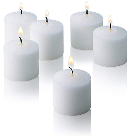 Light In The Dark White Votive Candles - Box of 72 Unscented Candles - 10 Hour Burn Time - Bulk Candles for Weddings, Parties, Spas and Decorations