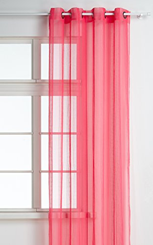 HomeMaison - Tenda in stamigna a Righe Verticali, Tono su Tono, 100% Poliestere, Rosa, 140 x 260 cm