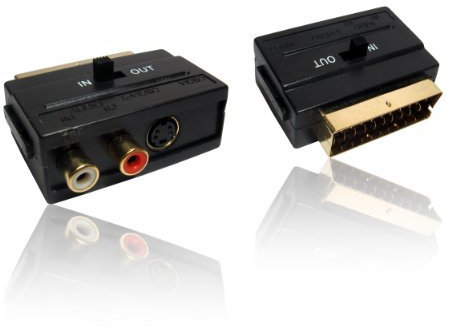 SCART Male to 2 RCA/ Phono Female & Female S-VHS/S-Video Switchable Adapter