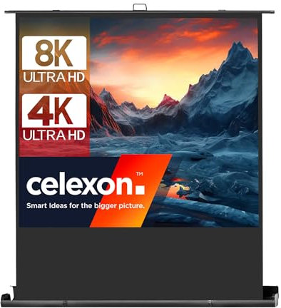 celexon Ultramobil Plus Professional Pull-Up-Leinwand 95 | 200x150 cm 4:3 | transportable 8K, Full-HD Beamer-Leinwand zum blitzschnellen Ausziehen & Aufstellen | inkl. Tragegriff + Scherengelenk