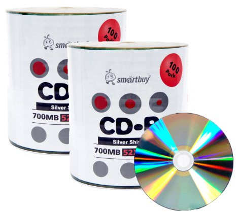 Smartbuy 200-disc 700mb/80min 52x CD-R Shiny Silver Top Blank Recordable Media Disc