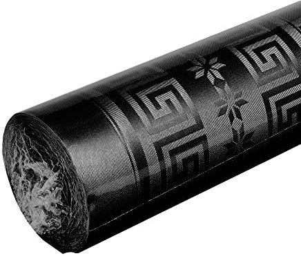 Pro Nappe - Ref R485034I - Mantel de Papel Damasco desechable en Rollo 50 M de Largo X 1,18 M de Ancho - Color Negro - Papel Damasco con Estampado Universal Chic y clásico