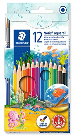 STAEDTLER 144 10NC12 Noris Aquarell Watercolour Pencils - Assorted Colours (Pack of 12)