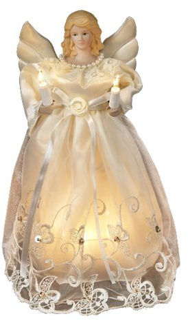 Kurt Adler 10-Inch UL 10-Light Gold/Ivory Angel Treetop