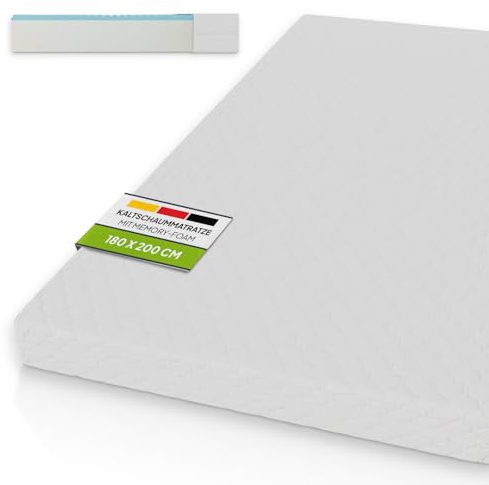 Juskys Kaltschaummatratze 180x200 cm, atmungsaktiv & antibakteriell, Bezug abziehbar & waschbar, Härtegrad H3, 16 cm Höhe - Matratze aus Kaltschaum