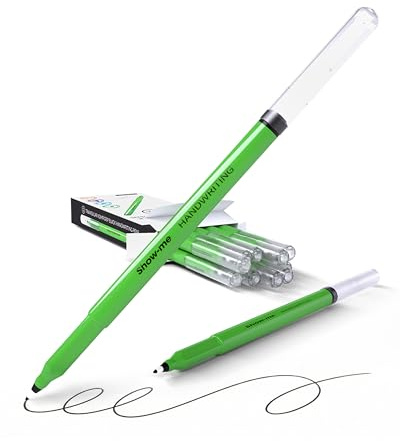 Show-me - Komfigrip Handwriting Pens in Black | Sculpted Triangular Grip for Calligraphy, Writing & Journaling | 14-Day Cap-off Anti-Dry Protection | Washable, Quick-Dry Ink Limits Smudges, Pack of 12