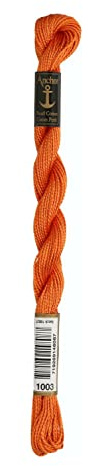 Anchor Perlgarn Stärke 5 4585000-01003 orange Stickgarn, 100 % Baumwolle, 5g Strängchen