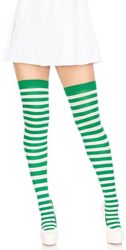 Leg Avenue Femme Leg Avenue Bas Rayures Bicolores Taille Unique Collants pour d guisements, Blanc Vert, Taille unique EU