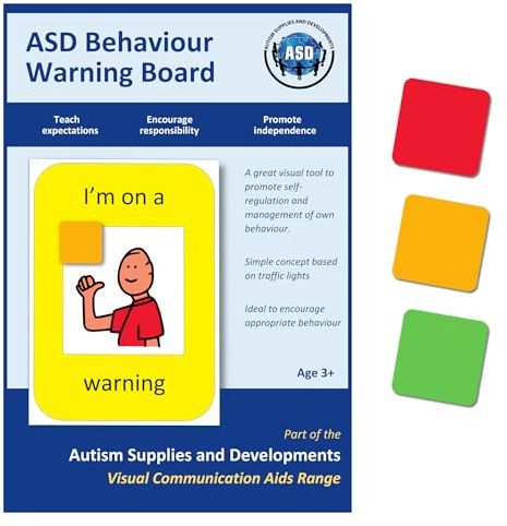 Traffic Light Behavior Board for Kids with Autism, A4 Warning ABA (English) | Behaviour Management Chart, Red/Amber/Green, for Classroom/Home, Boardmaker PCS Symbols, PECS-Compatible