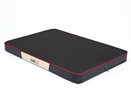 Hobbydog XLMPRCKC8 Hundematratze Hundebett Hundesofa Hundekorb Codurastoff mit Kunstleder, XL, 120 x 80 x 8 cm, schwarz