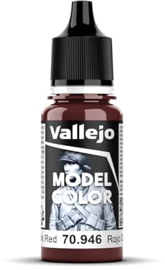 Vallejo Model Color Acrylfarbe Rot (Dunkelrot) Matt, 18 ml. Autonivellierend und BSL-System für Modellbau und Figuren.