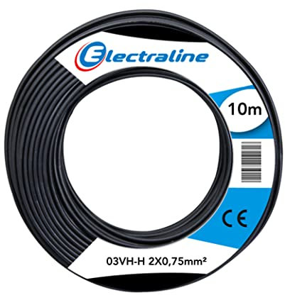 Electraline 10691 Piattina Divisibile 03VH-H, Sezione 2x0.75 mm, 10 mt, Nero