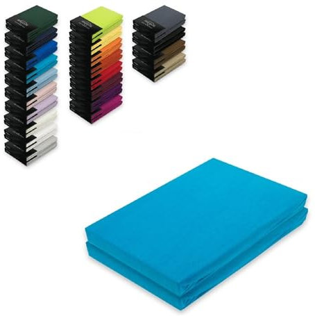 EXKLUSIV HEIMTEXTIL Jersey Spannbettlaken Doppelpack 180-200 x 200 cm Türkis