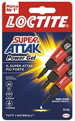 Loctite Super Attak Power Flex MINI TRIO GEL, Colla liquida trasparente e istantanea per materiali flessibili, Super colla resistente in formula gel, Colla per scarpe, pelle, gomma e cuoio, 3x1g