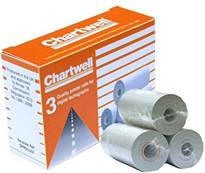 Exacompta - Ref DPROLLZ - Chartwell - Digital Tachograph Thermal Rolls, 57mm x 8m, Fits All Available Digital Tachographs, EC 1791/2006 Compliant, Pack of 3