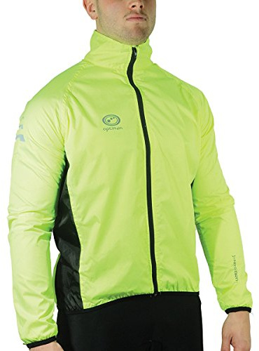 Optimum Men's Rain Jacket Nitebrite Hi Vis For Running Cycling Hiking Mountain Climbing, Waterproof - Green, Small