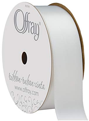 Berwick Offray 061374 7/8 Double Face Satin Ribbon, 6-Yard Spool, White