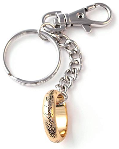 The Noble Collection Lord of the Rings One Ring Keychain - 2.6in (6.5cm) LOTR Film Set Movie Merchandise Jewellery Props Gifts
