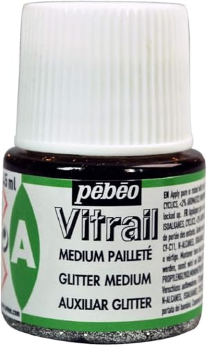 Pebeo 45 ml Vitrail Sparkling Medium Stained Glass Effect Glass Paint, Transparent, 51001