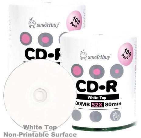Smartbuy 700mb/80min 52x CD-R White Top Blank Video Recordable Media Disc (200-Disc)