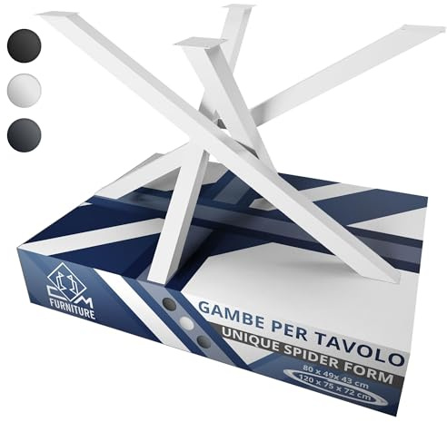 CM Furniture Gambe Tavolo Bianco Altezza 72 cm Struttura del Tavolo in Ferro Orion Design SPIDER Ragno Piede Piedi Acciaio Inox Gamba Solida per Tavolo da Pranzo Conferenza Basamento Tavolino DIY