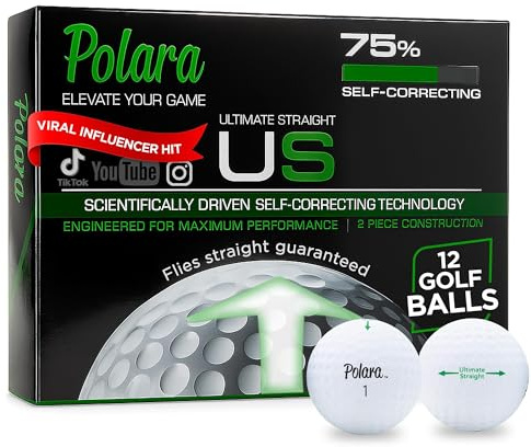 Polara Self-Correcting Golf Balls – 12 Pack Ultimate Straight Golfballs, Soft Feel, Anti-Slice & Hook Correction, Exceeds USGA Limits, Dimple Pattern, High-Performance Golf Balls for Men & Women