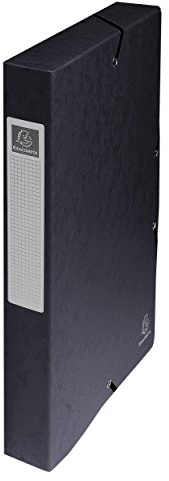 Exacompta 50401E 8er Pack Premium Sammelboxen aufgebaut mit Gummizug 40 mm breit aus extra starkem Colorspan-Karton mit Rückenschild für DIN A4 Archivbox Heftbox Dokumentenbox Sammelmappe schwarz