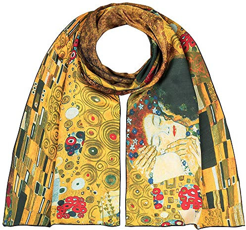 VON LILIENFELD Seidenschal Gustavt Klimt Der Kuss Damen Satin lang Motiv 172 x 42 cm