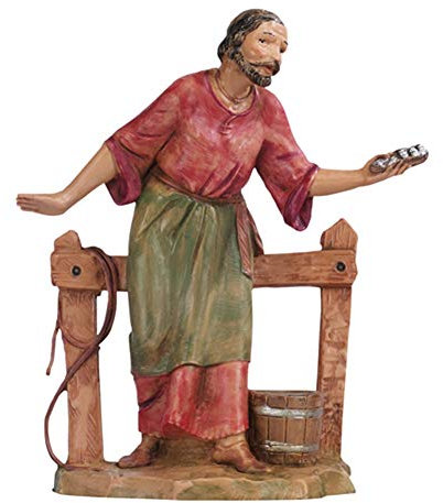 Fontanini Statuina presepe STALLIERE CON STACCIONATA arte e mestieri (175) 12cm Tipo Legno