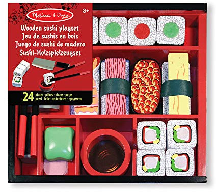 Melissa & Doug Wooden Sushi Slicing Playset | Pretend Play | Play Food | 3+ | Gift for Boy or Girl Age 3+