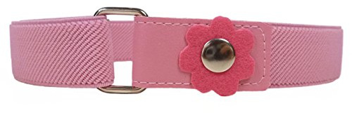 Olata elastischer Mädchen-Gürtel mit Blumen-Verschluss (1-6 Jahre). Rosa