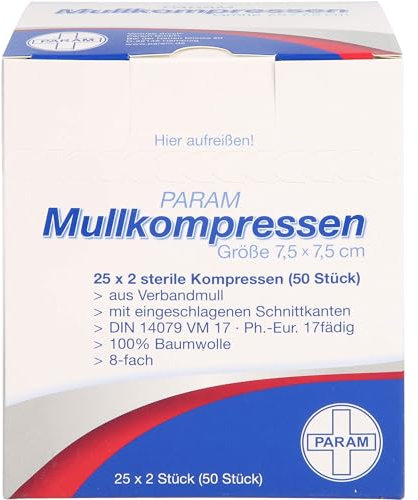 MULLKOMPRESSEN 7,5x7,5 cm steril 8fach 25X2 St