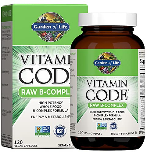 Garden of Life Vitamin B Complex, 120 Vegan Capsules, High Potency Vitamins for Energy & Metabolism with B6, Folate & B12 as Methylcobalamin Plus Probiotics
