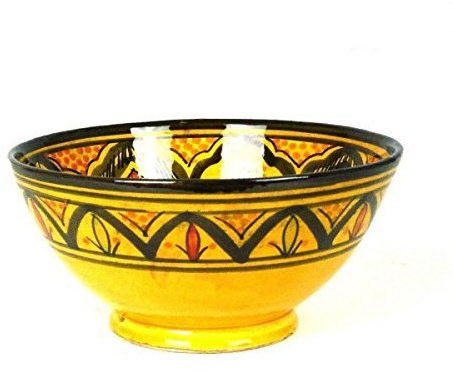 Simandra Orientalische marokkanische Keramikschale Keramik Obst Salat Reis Schale Schüssel Deko groß Color Gelb