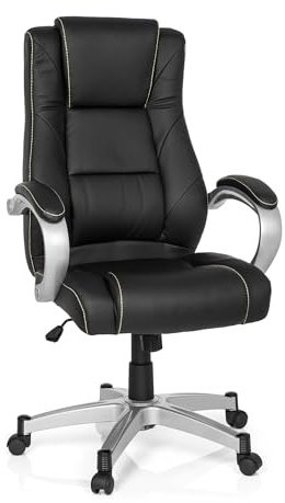 MyBuero Fauteuil de Direction, Fauteuil Bureau Relax CL180 Simili-Cuir Noir, avec accoudoirs, Dossier Haut