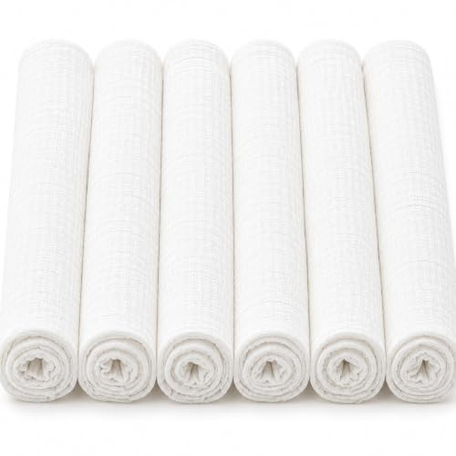 Dudu N Girlie Baby Muslin Squares 70x70cm, White, 6 Pack Double Layer 100% Cotton Muslin, Burp Cloths for Newborns and Babies, Feeding Essentials