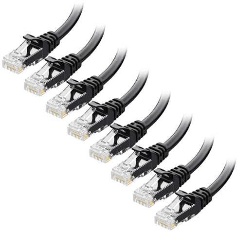 Cable Matters 1Gbps 8-Pack Snagless Cat 5e Ethernet Cable, 3ft, Black