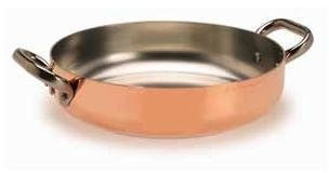 Pentole Agnelli ALCU110PI24 Verzinnte Kupferpfanne mit 2 Edelstahlgriffen und Induktionsboden, 24 cm