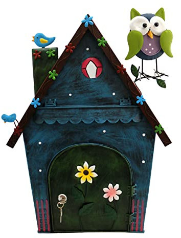 Briefkasten Postkasten Metall bemalt,Wandbriefkasten, (Haus mit Eule NA-331)