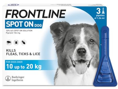 FRONTLINE Spot On Flea & Tick Treatment for Medium Dog (10-20kg) 3 Pipettes
