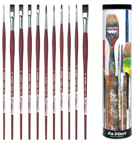 da Vinci, College Pinseldose, Acryl- & Ölpinsel, Hochwertige Synthetikfasern, präzise Linien & Details, für Hobby, Studium & künstlerische Experimente, Vegan, Made in Germany, Rund & Flach, Größe 0