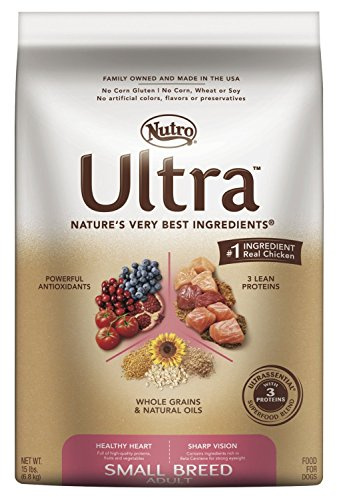 NUTRO ULTRA Adult Small Breed High Protein Natural Dry Dog Food with a Trio of Proteins from Chicken, Lamb and Salmon, 15 lb. Bag