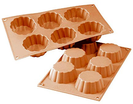 Silikomart | SF035 Stampo in Silicone per Monoporzioni BRIOCHETTE, Antiaderente, 6 Monoporzioni, Confezione da 1 Stampo per Dolci, Ø 79 h 30 mm, Made in Italy